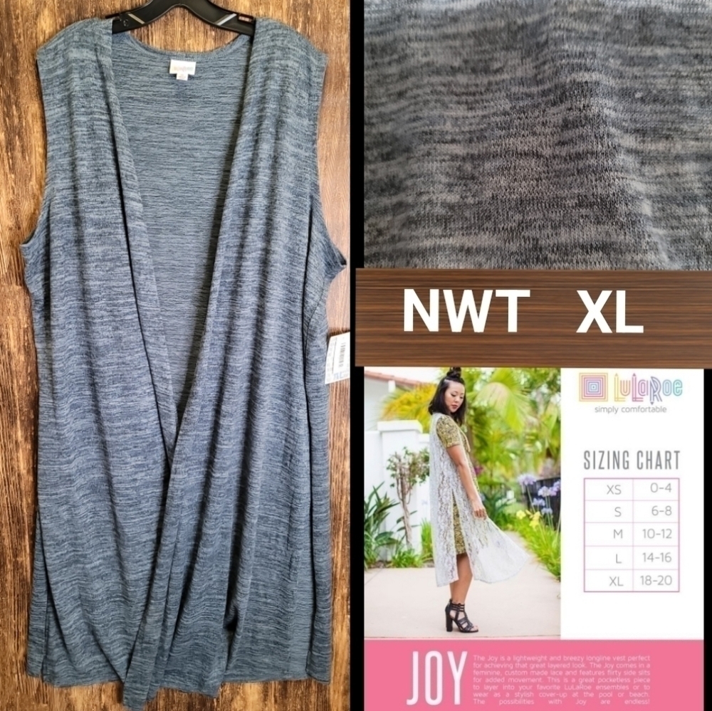 LuLaRoe "JOY" Vest XL New With Tags Heathered blue